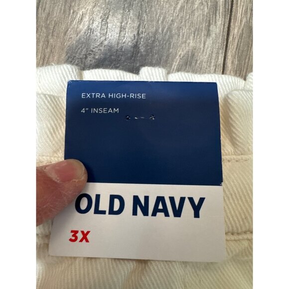 Old Navy Womens 3X Extra High Rise Shorts White Cream Cotton Blend - Picture 3 of 6